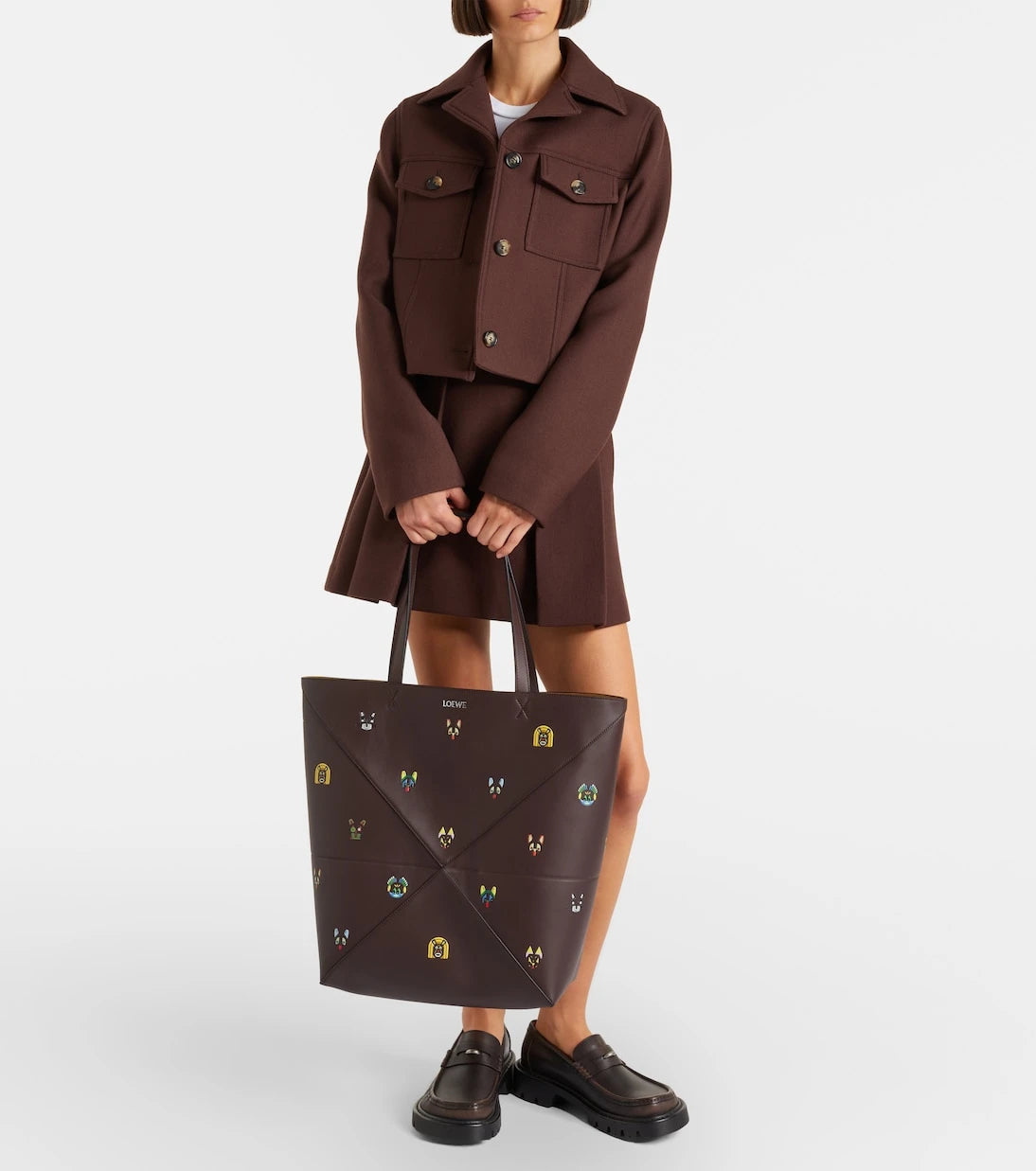 Loewe - x Louis Wain Puzzle Fold Cats leather tote bag