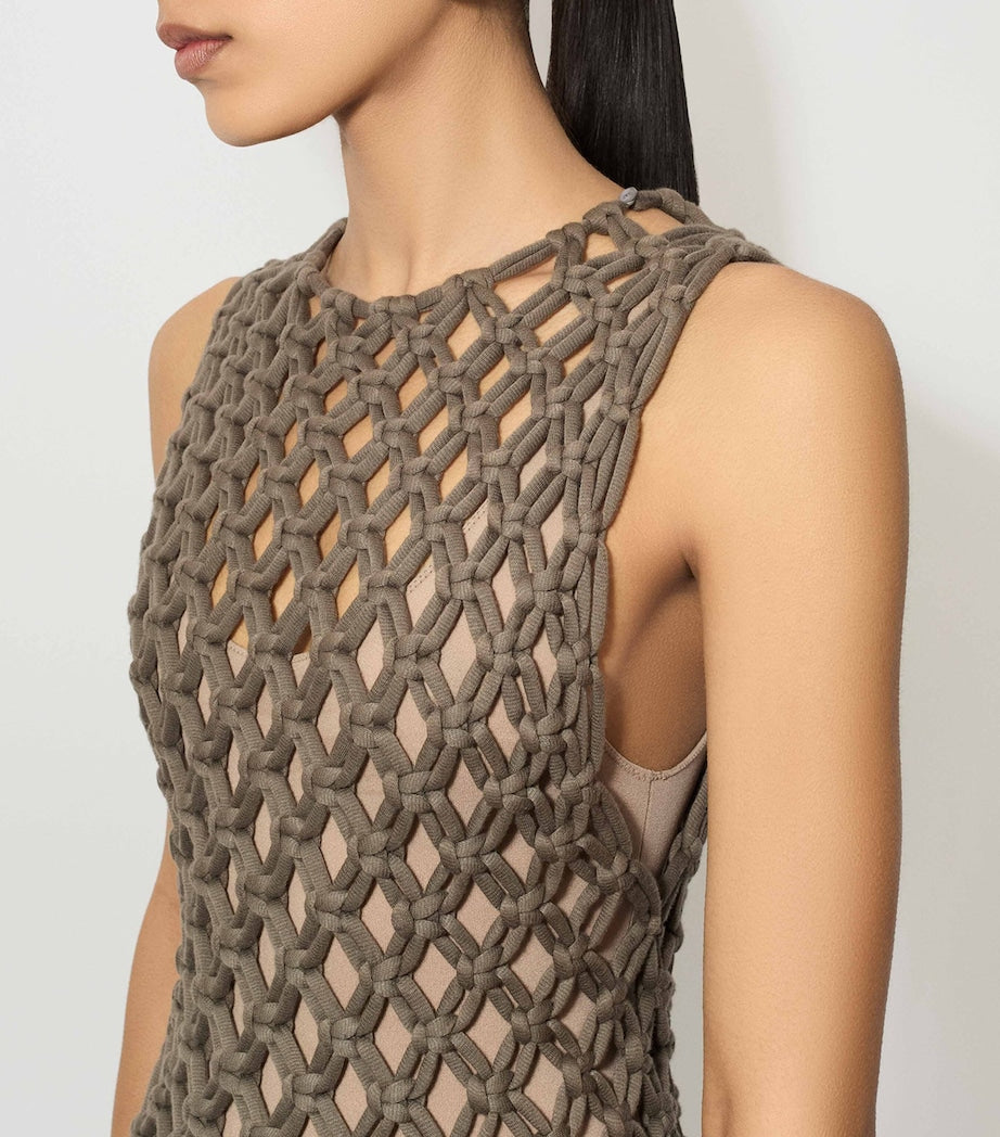 Alaïa Grey Cotton-Blend Midi Dress