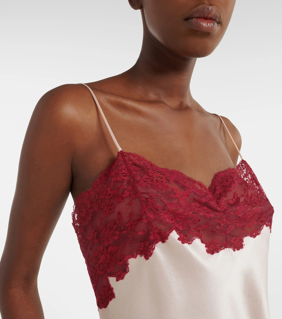 Saint Laurent - Lace-trimmed silk satin camisole