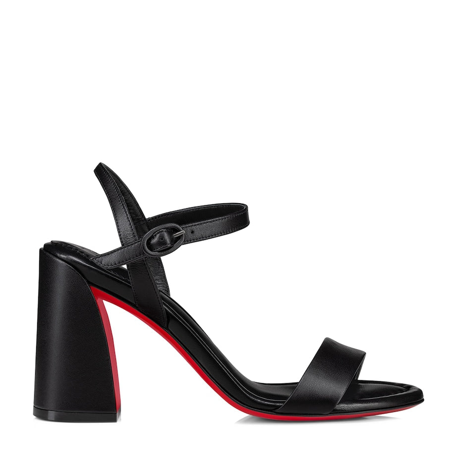 Christian Louboutin Black Miss Jane Nappa Leather Heeled Sandals 85