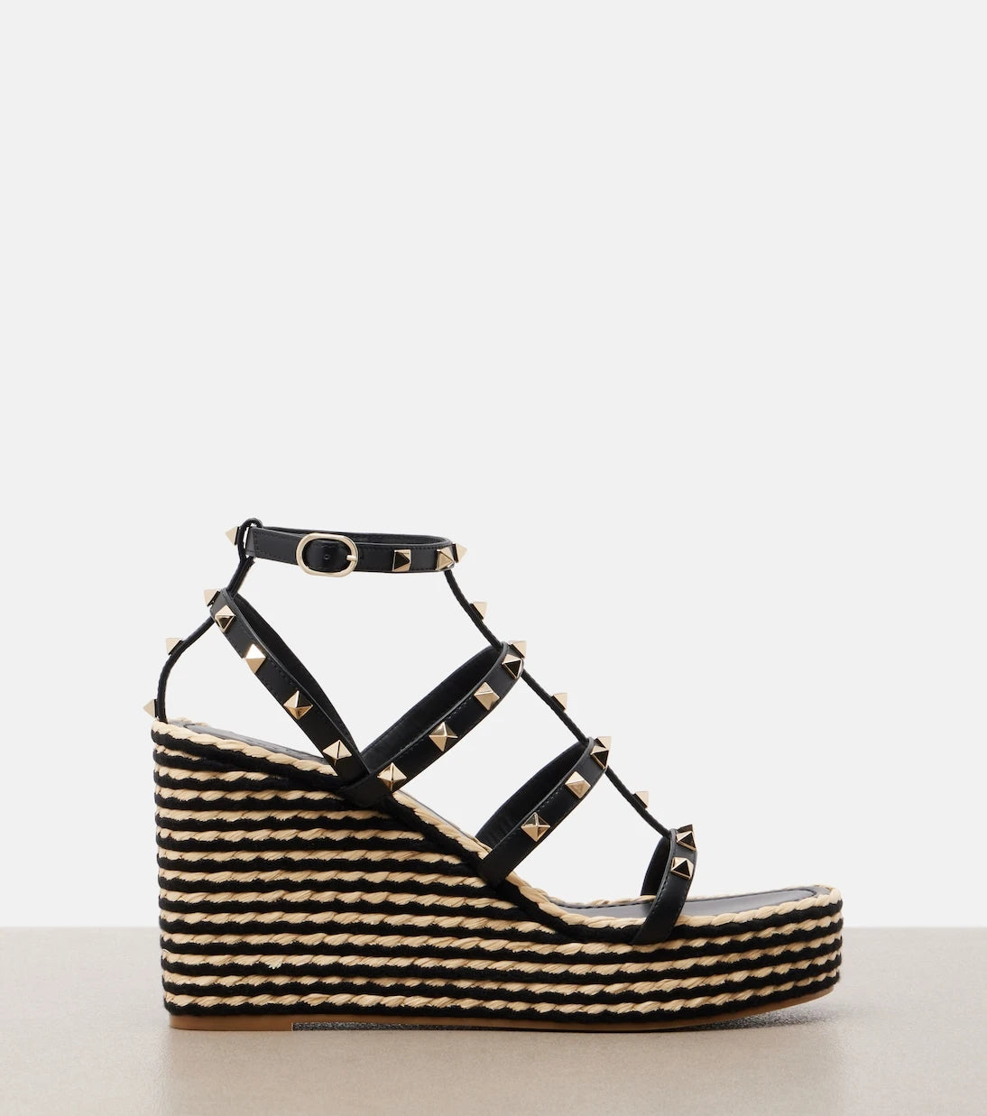 Valentino Garavani - Rockstud leather espadrille wedges