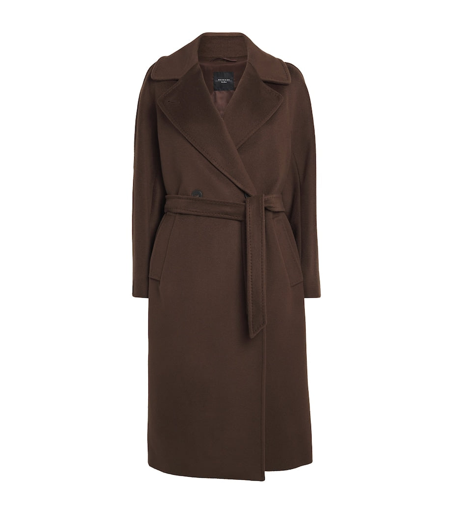 Weekend Max Mara Brown Virign Wool Double-Breasted Coat