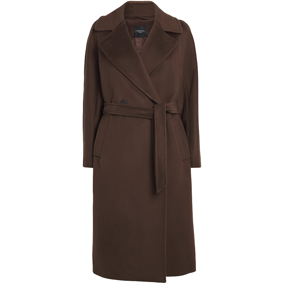 Weekend Max Mara Brown Virign Wool Double-Breasted Coat