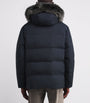 Yves Salomon Navy Down Waterproof Fox Fur-Trim Parka Coat