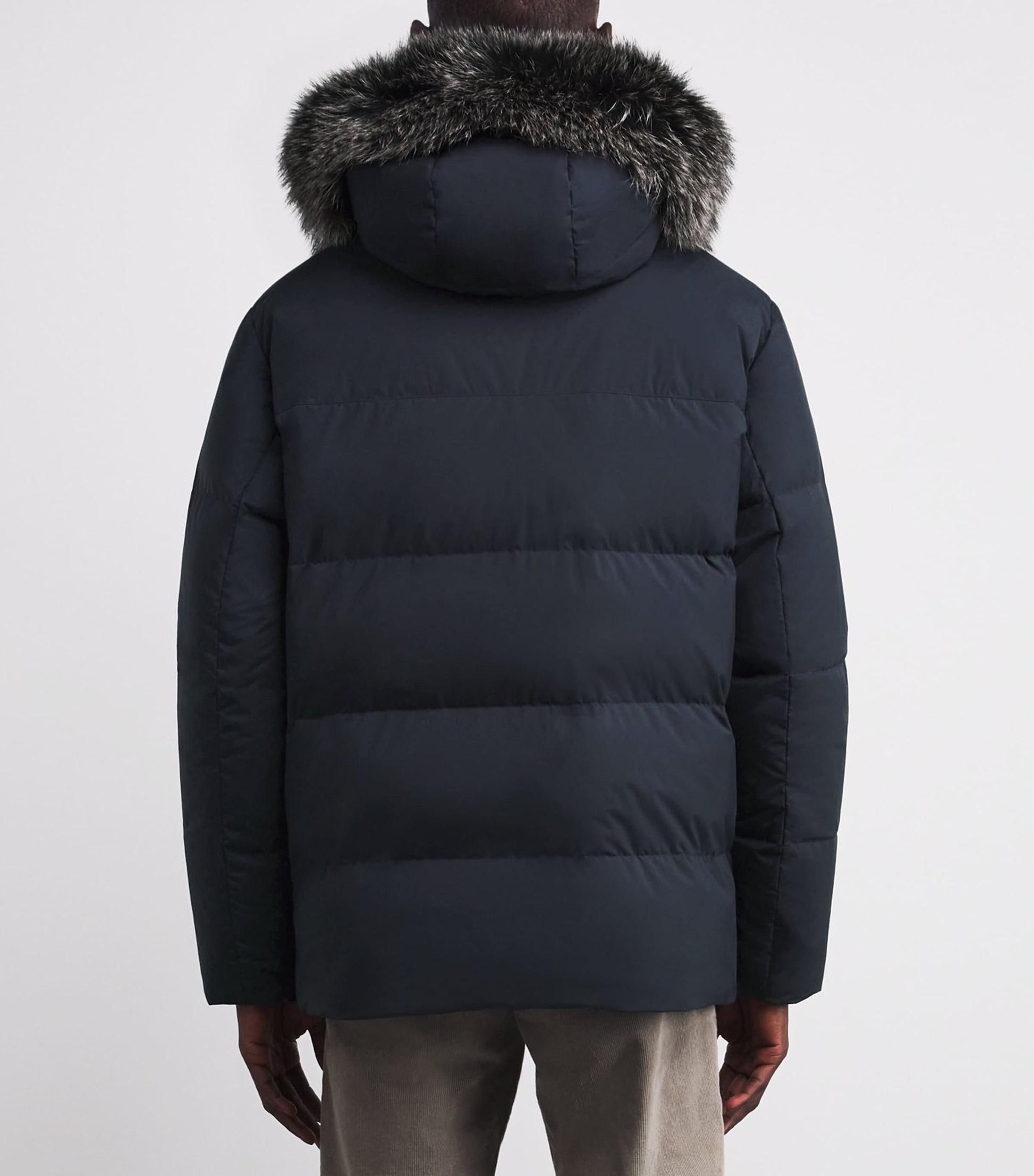 Yves Salomon Navy Down Waterproof Fox Fur-Trim Parka Coat