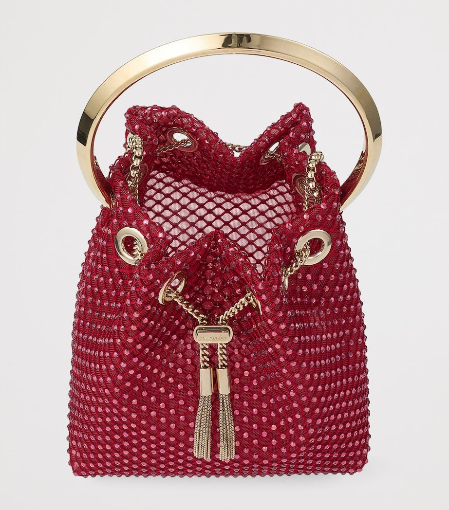 Jimmy Choo Red Embellished Bon Bon Top-Handle Bag
