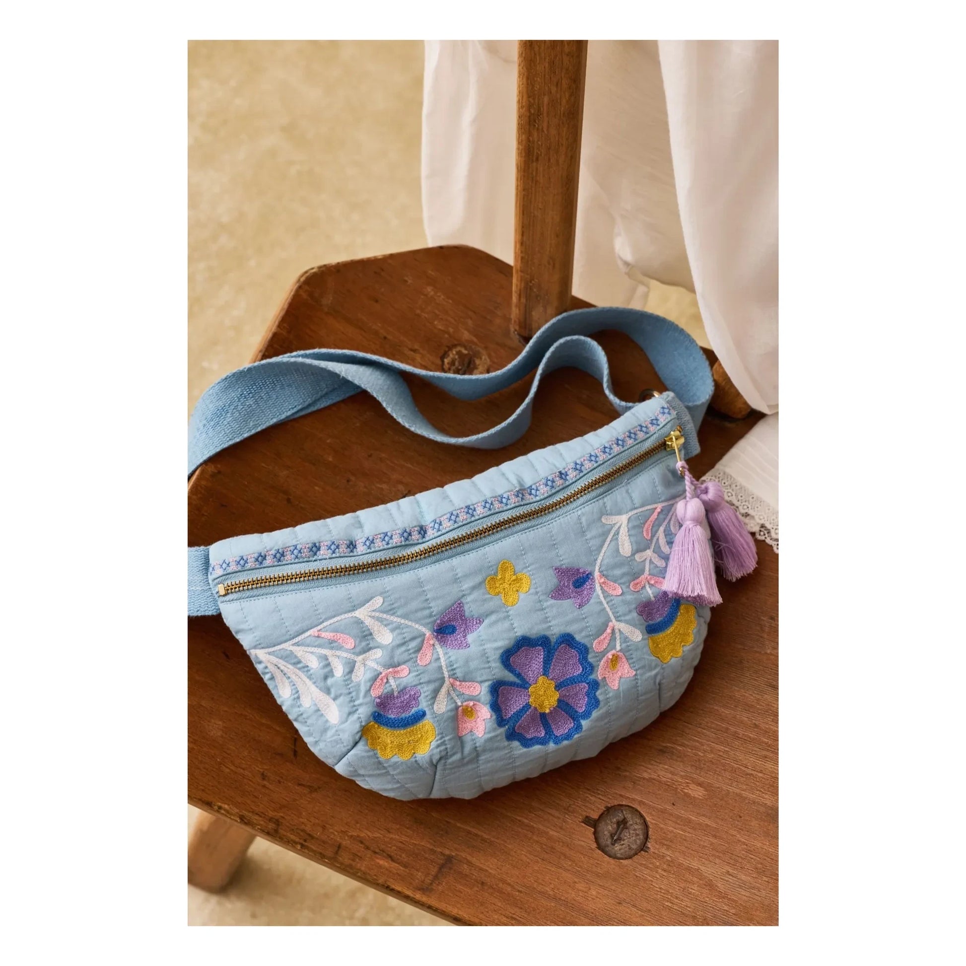 Louise Misha - Sac Banane Gaby Coton | Light blue
