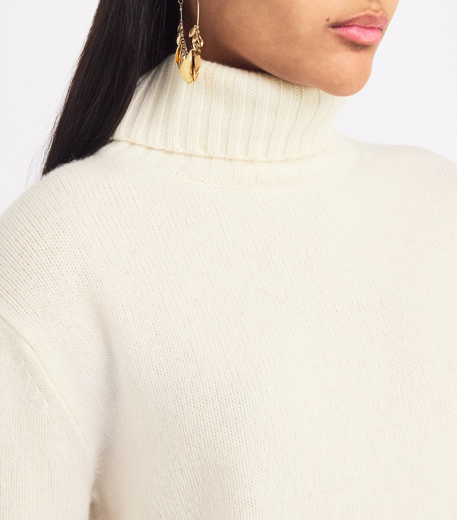 Ivory Open Cashmere High-Neck Sweater