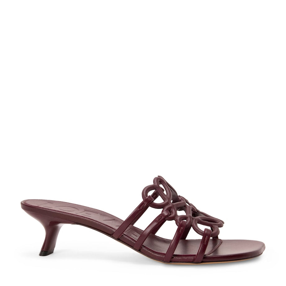 LOEWE Leather Petal Anagram Heeled Mules 45