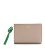 Beige Leather Knot Compact Wallet
