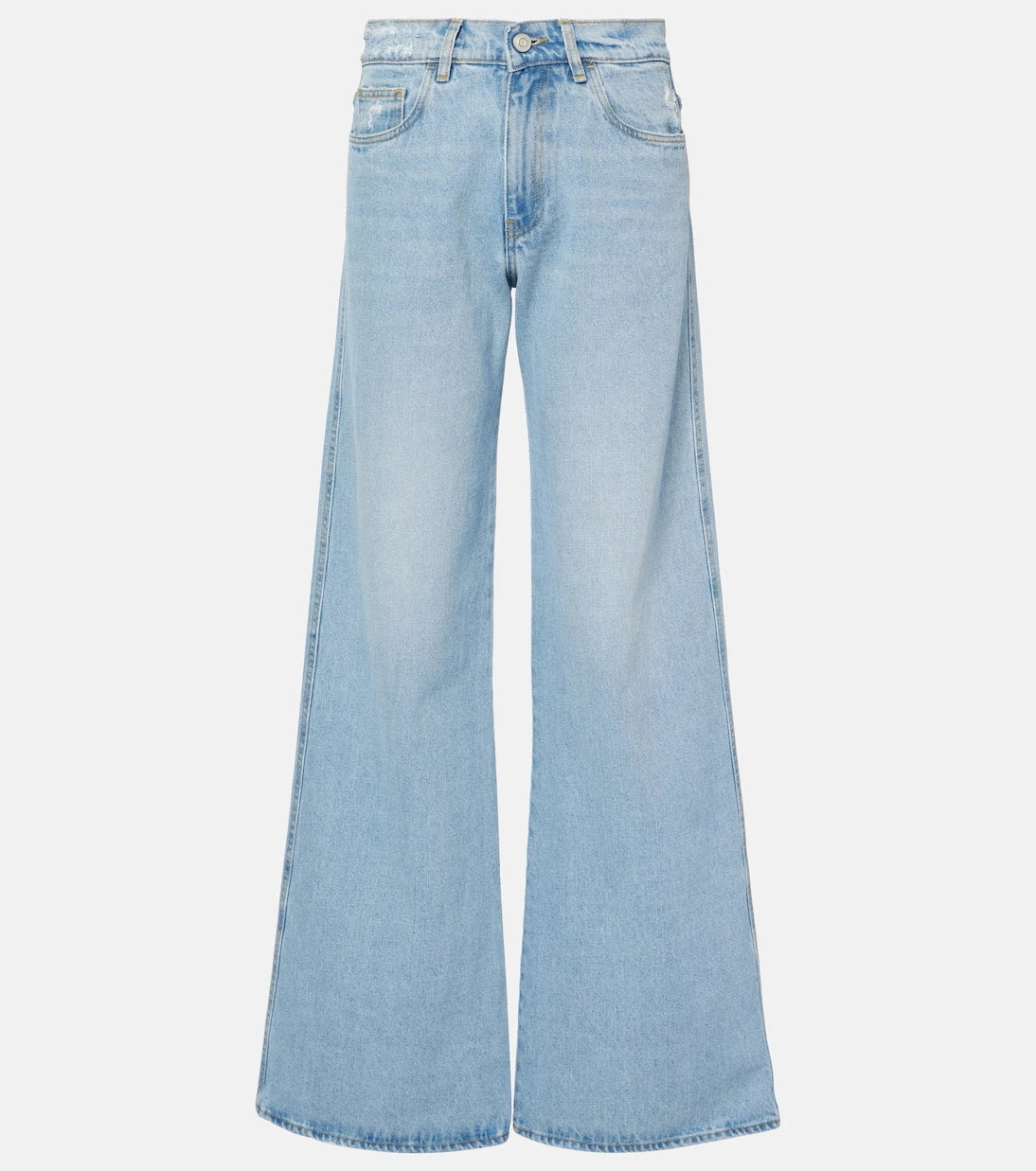 Coperni - Leather-trimmed wide-leg jeans