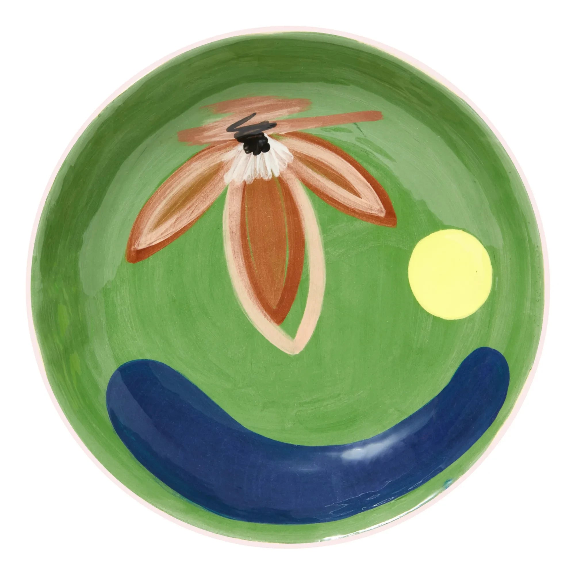 HOMERE - Daphné Flower Ceramic Shallow Bowl | Green