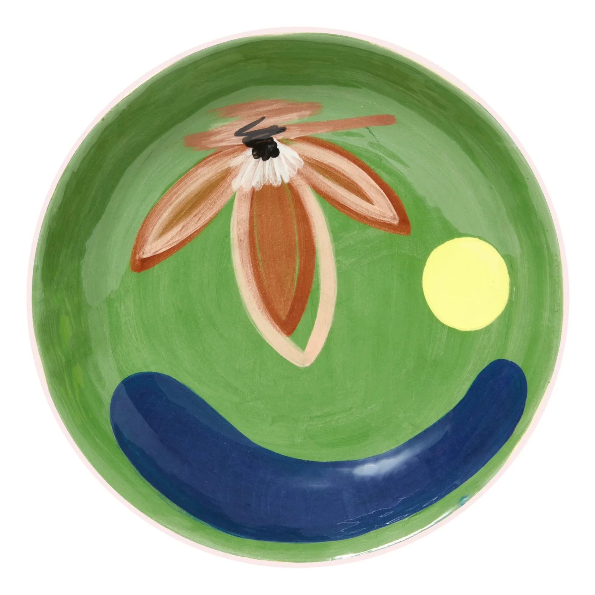 HOMERE - Daphné Flower Ceramic Shallow Bowl | Green