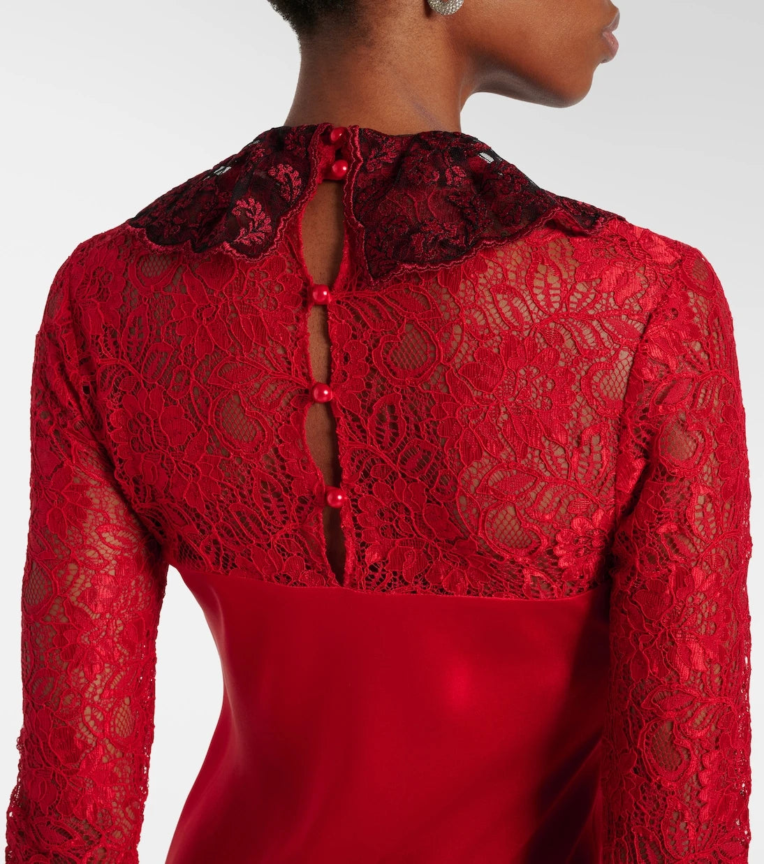 Rodarte - Lace-trimmed silk-blend satin gown