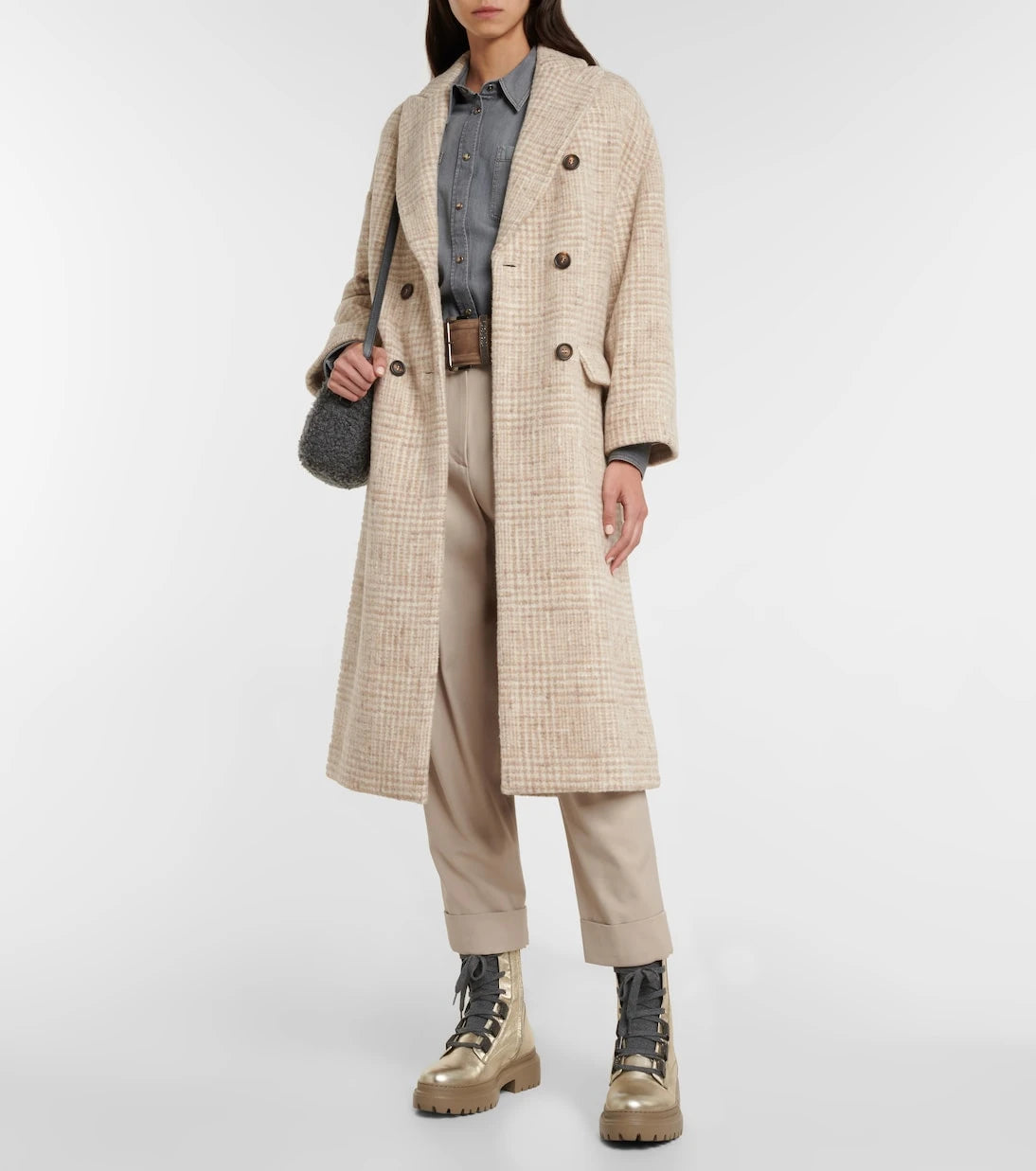 Brunello Cucinelli - Metallic leather lace-up boots