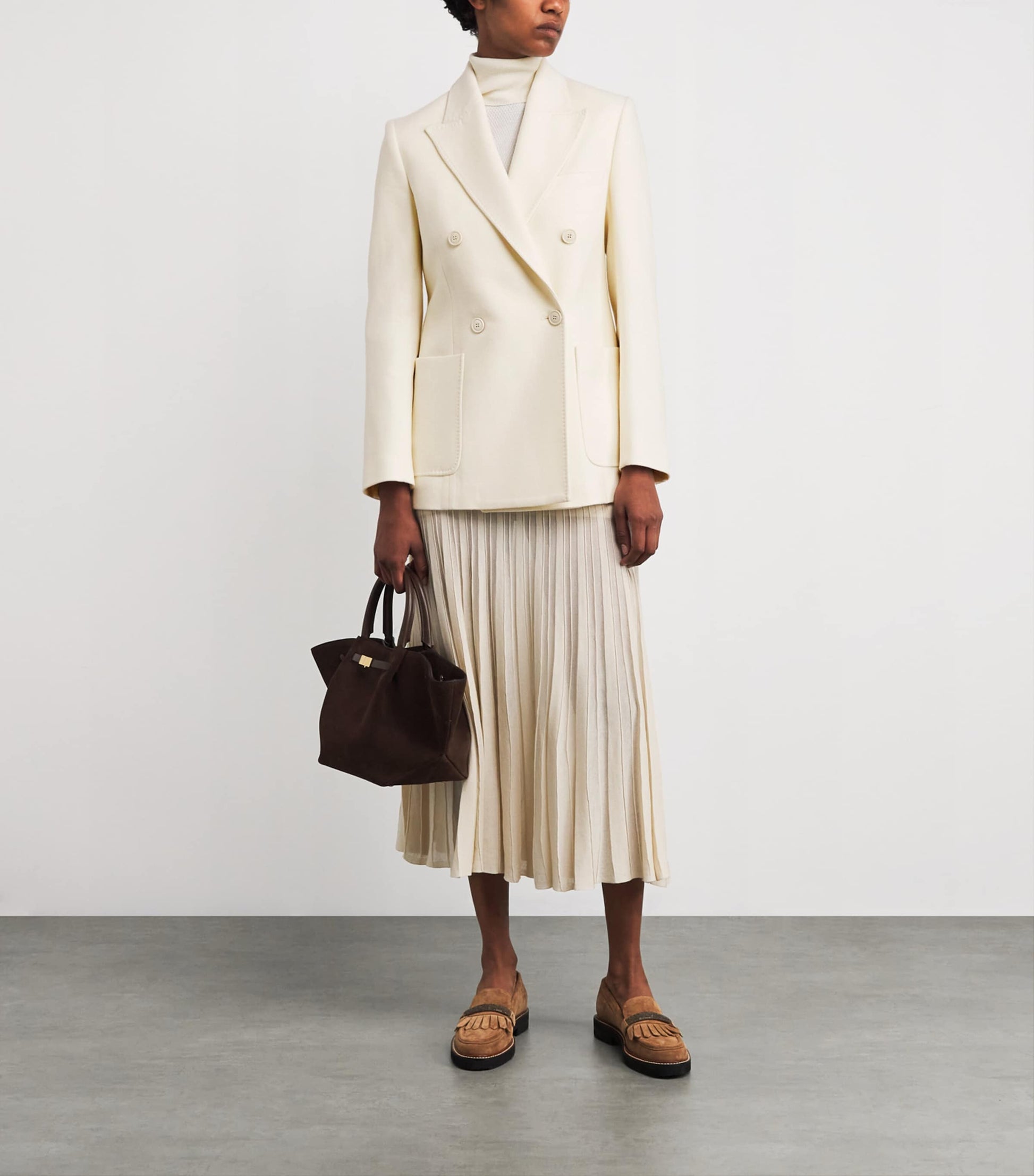 Eleventy White Wool Double-Breasted Blazer