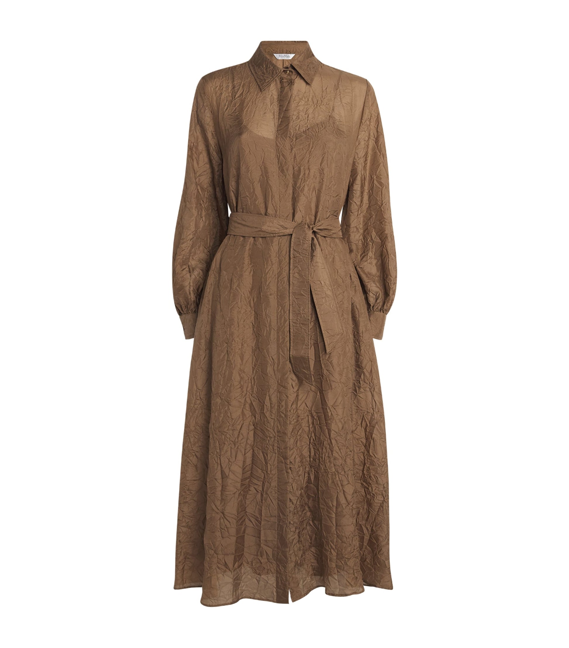 Max Mara Beige Silk Maxi Shirt Dress