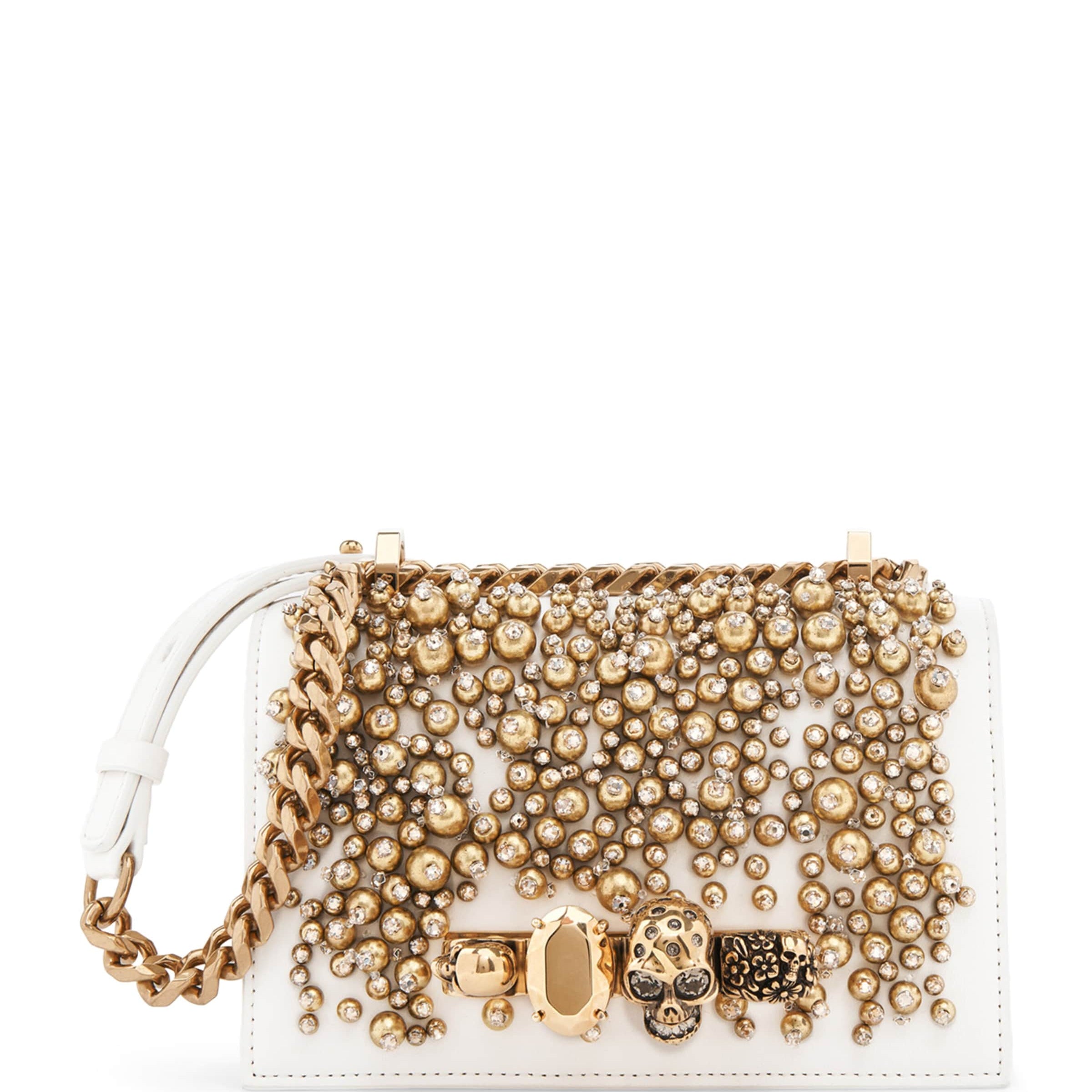 Leather Embellished Jewelled Satchel