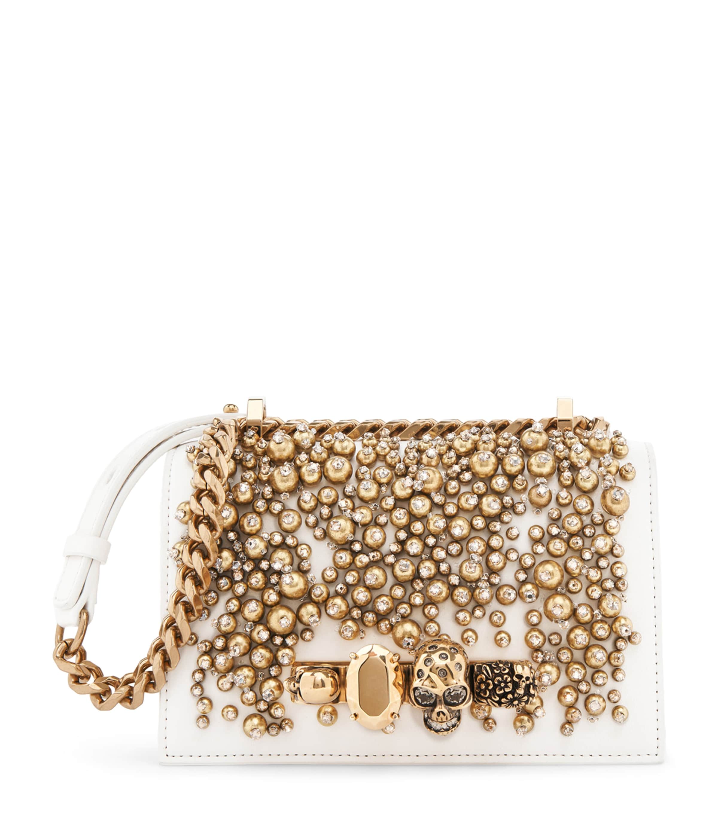 Leather Embellished Jewelled Satchel