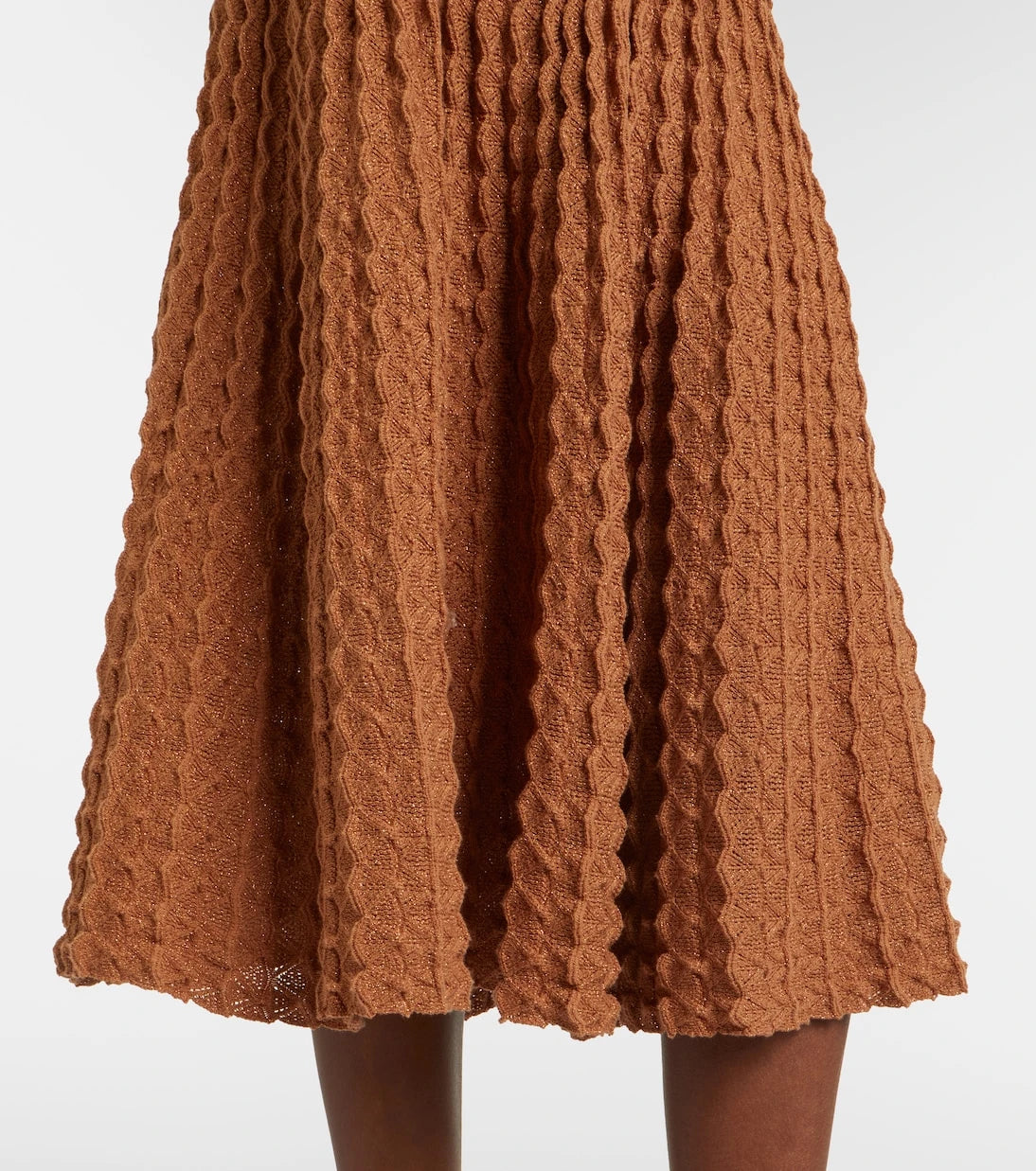 Self-Portrait - Belted pointelle cotton-blend midi dress