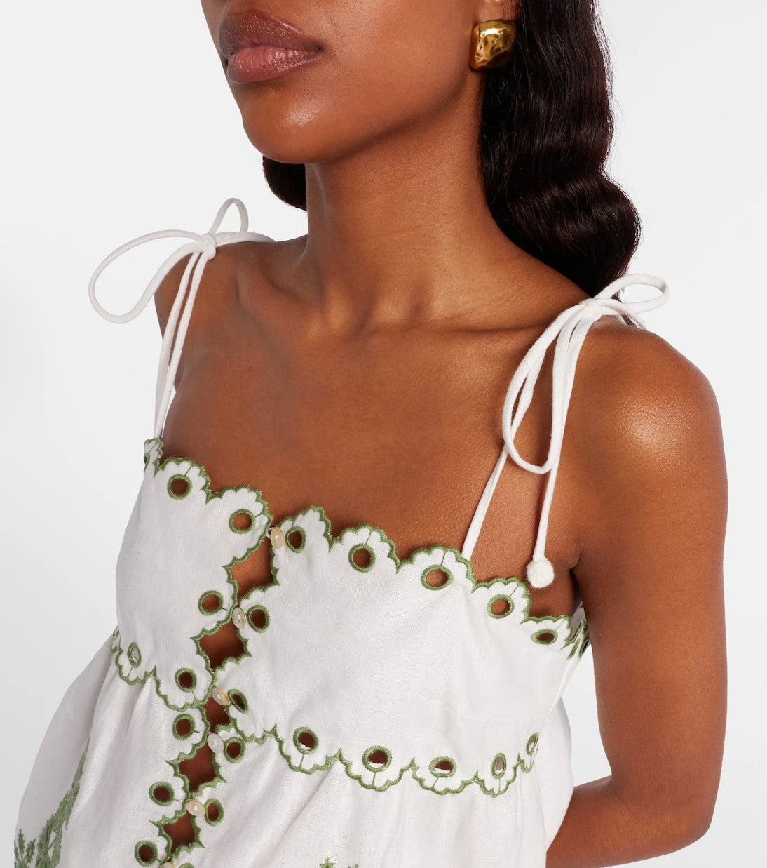 Farm Rio - Broderie anglaise cutout linen top