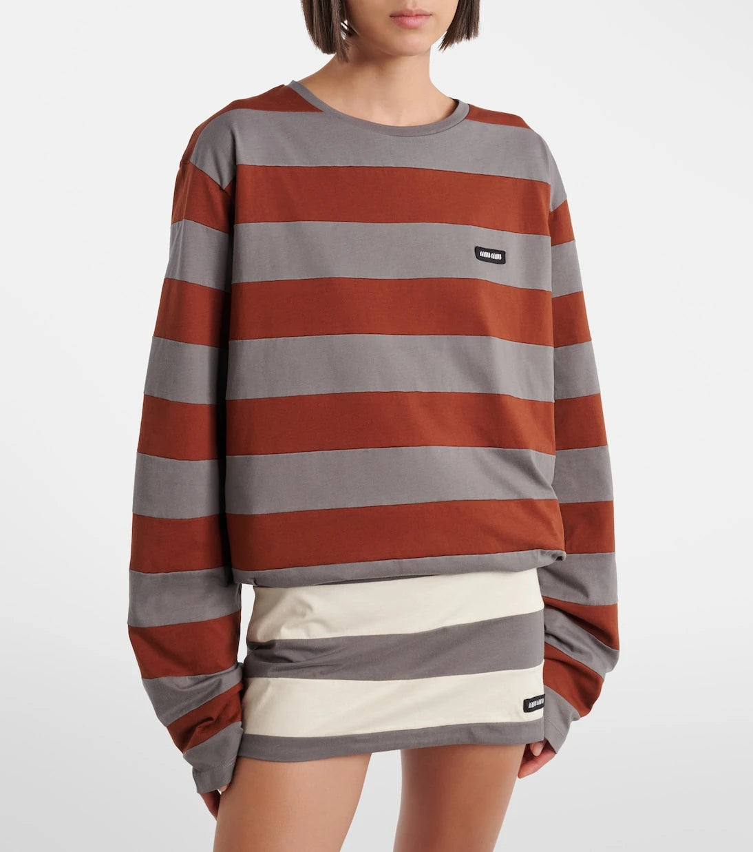 Miu Miu - Striped cotton jersey T-shirt