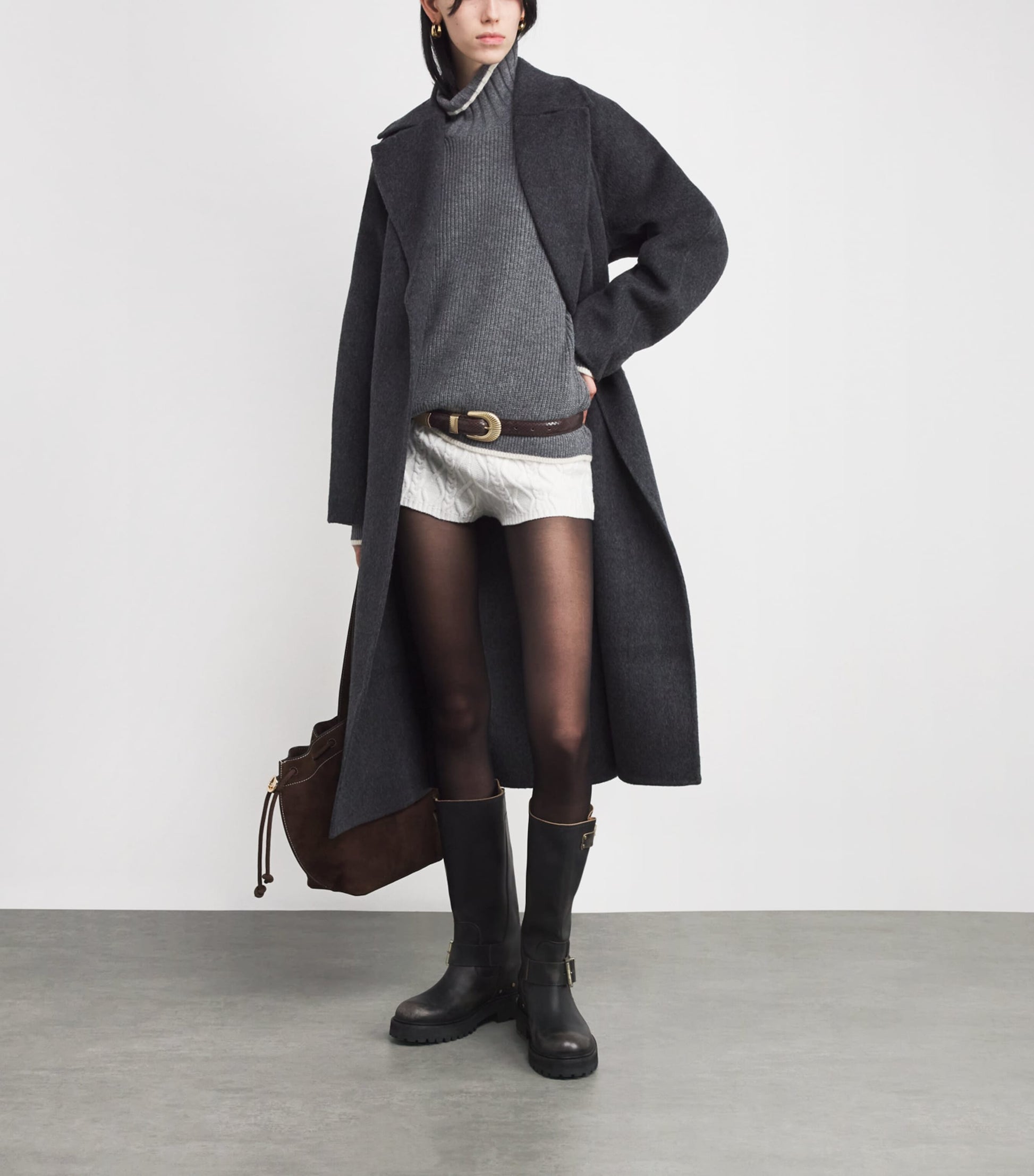 Sandro Paris Brown Leather Python-Effect Belt