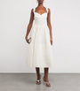 Ivory Linen-Silk Corset Midi Dress
