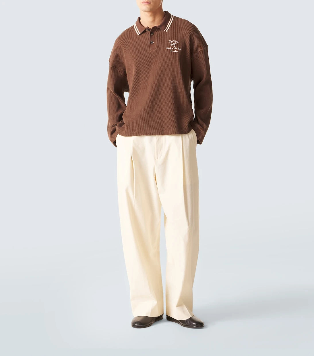 Bode - Geneva waffle-knit cotton polo sweater