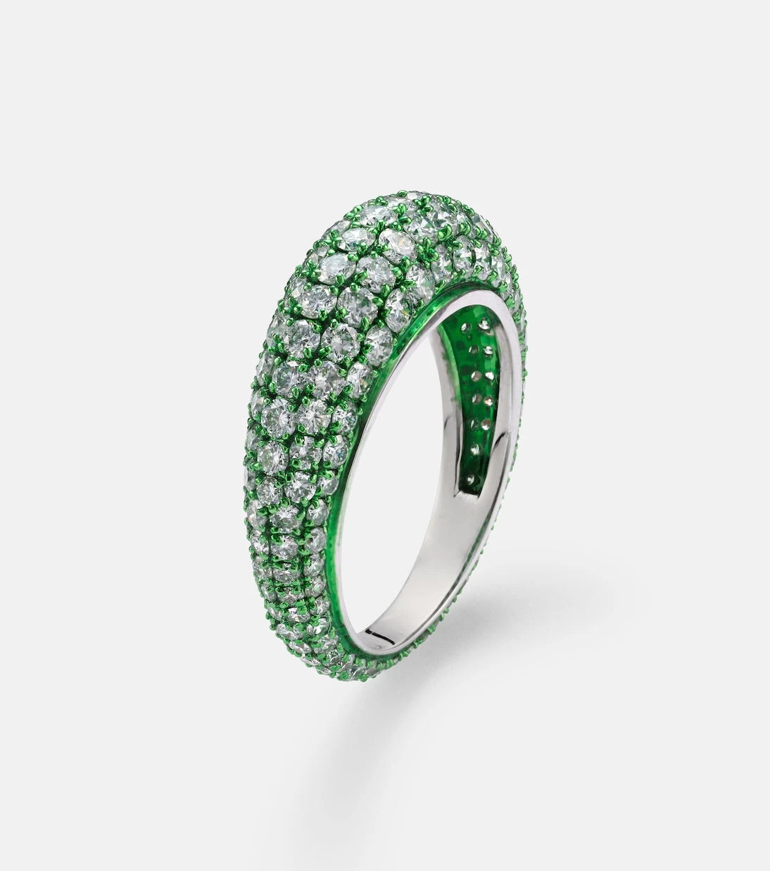 Kamyen - Lime Disco 18kt white gold ring with diamonds
