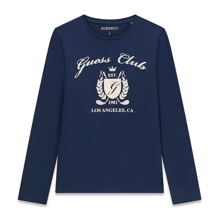 Guess çocuklar için pamuk ve elastan uzun kollu bluz