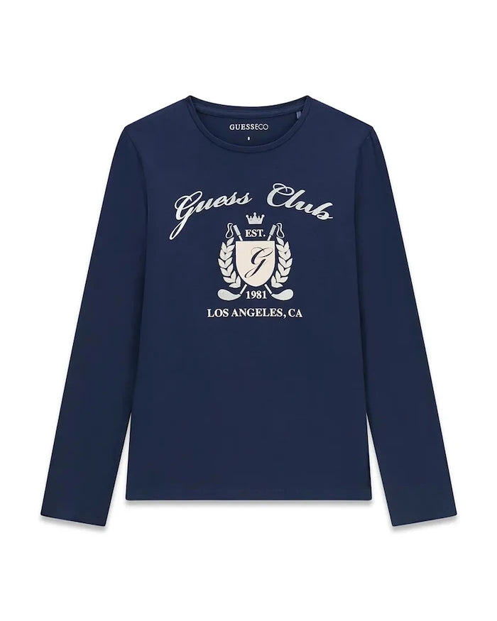 Guess çocuklar için pamuk ve elastan uzun kollu bluz