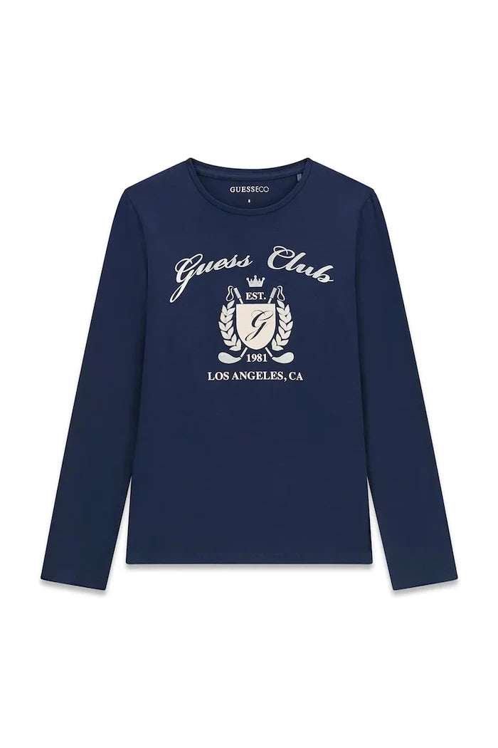 Guess çocuklar için pamuk ve elastan uzun kollu bluz