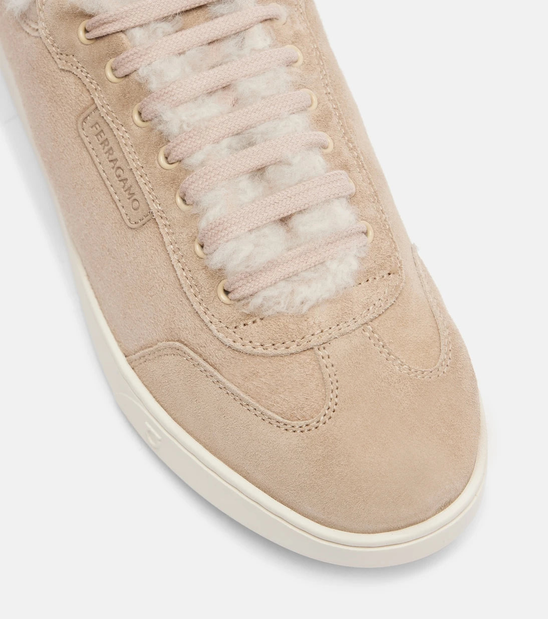 Ferragamo - Shearling-lined suede sneakers