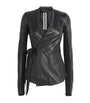 Rick Owens Black Wool-Panel Hollywood Leather Jacket