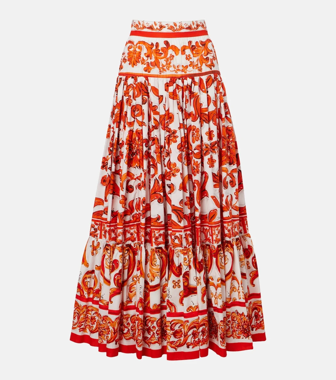 Dolce&Gabbana - Majolica cotton poplin maxi skirt