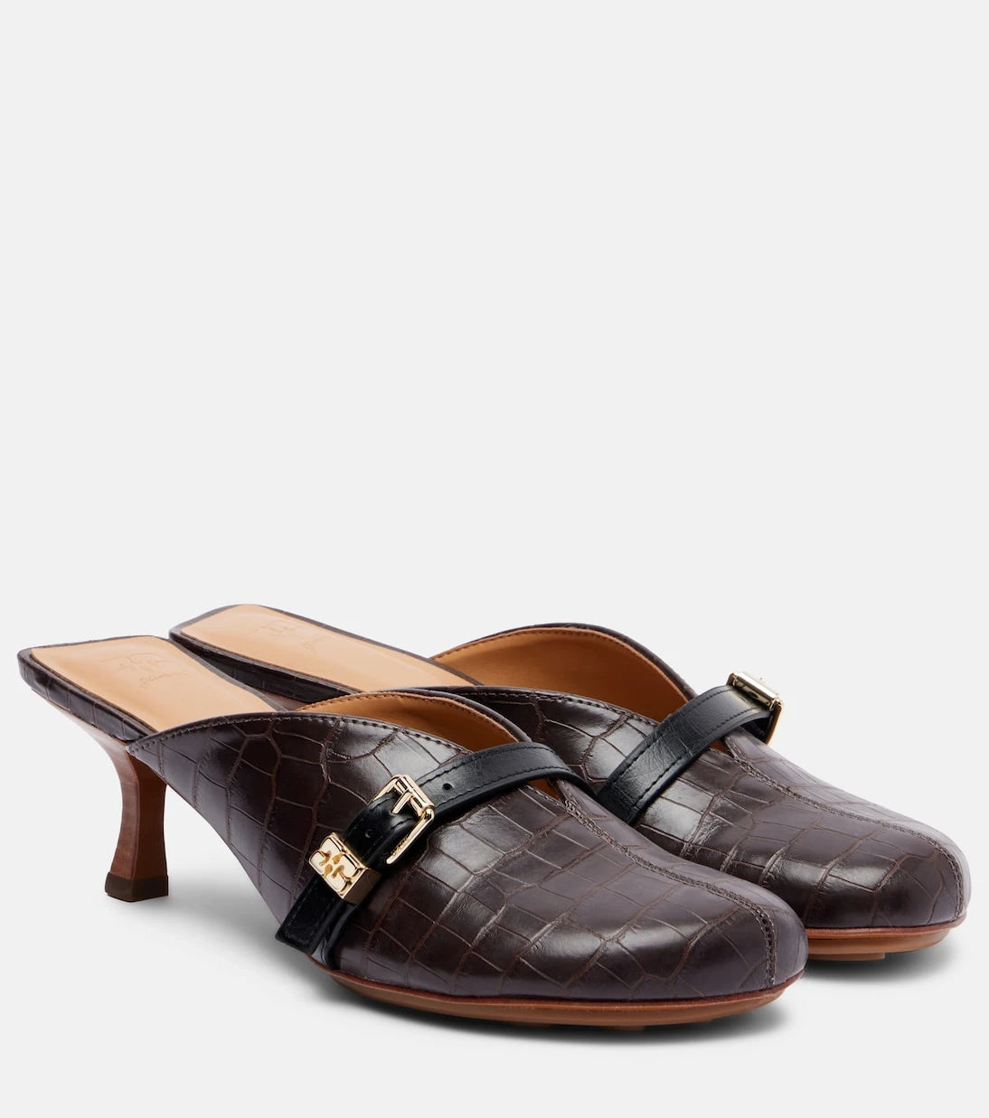 Ganni - 40 crocodile-effect leather mules