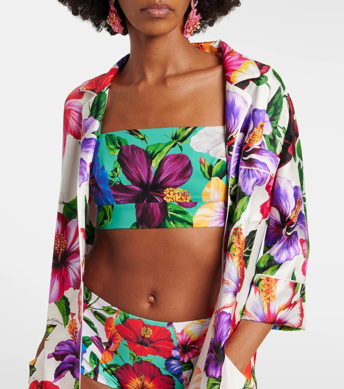 Dolce&Gabbana - Floral silk-blend crop top
