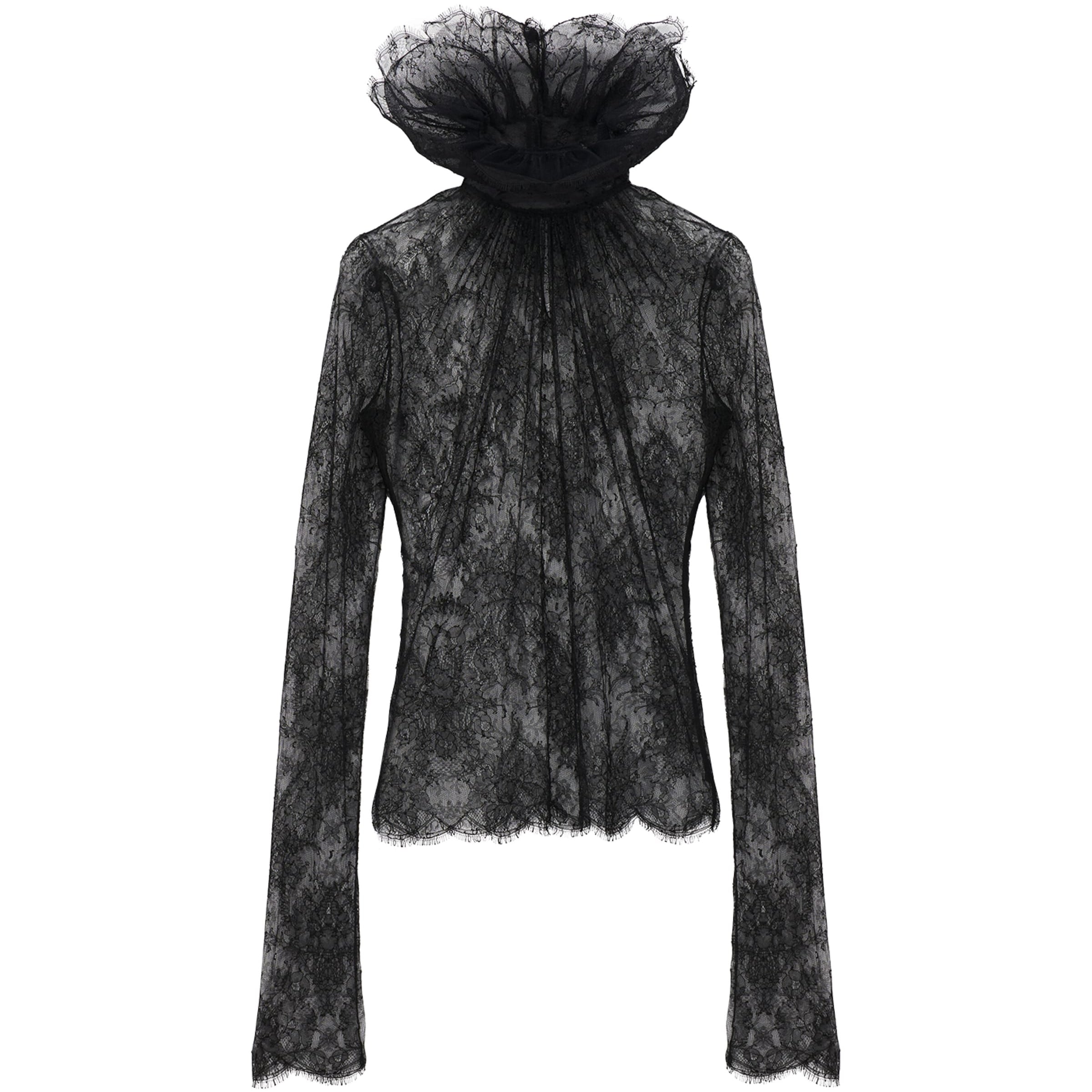 Black Lace Long-Sleeve Top