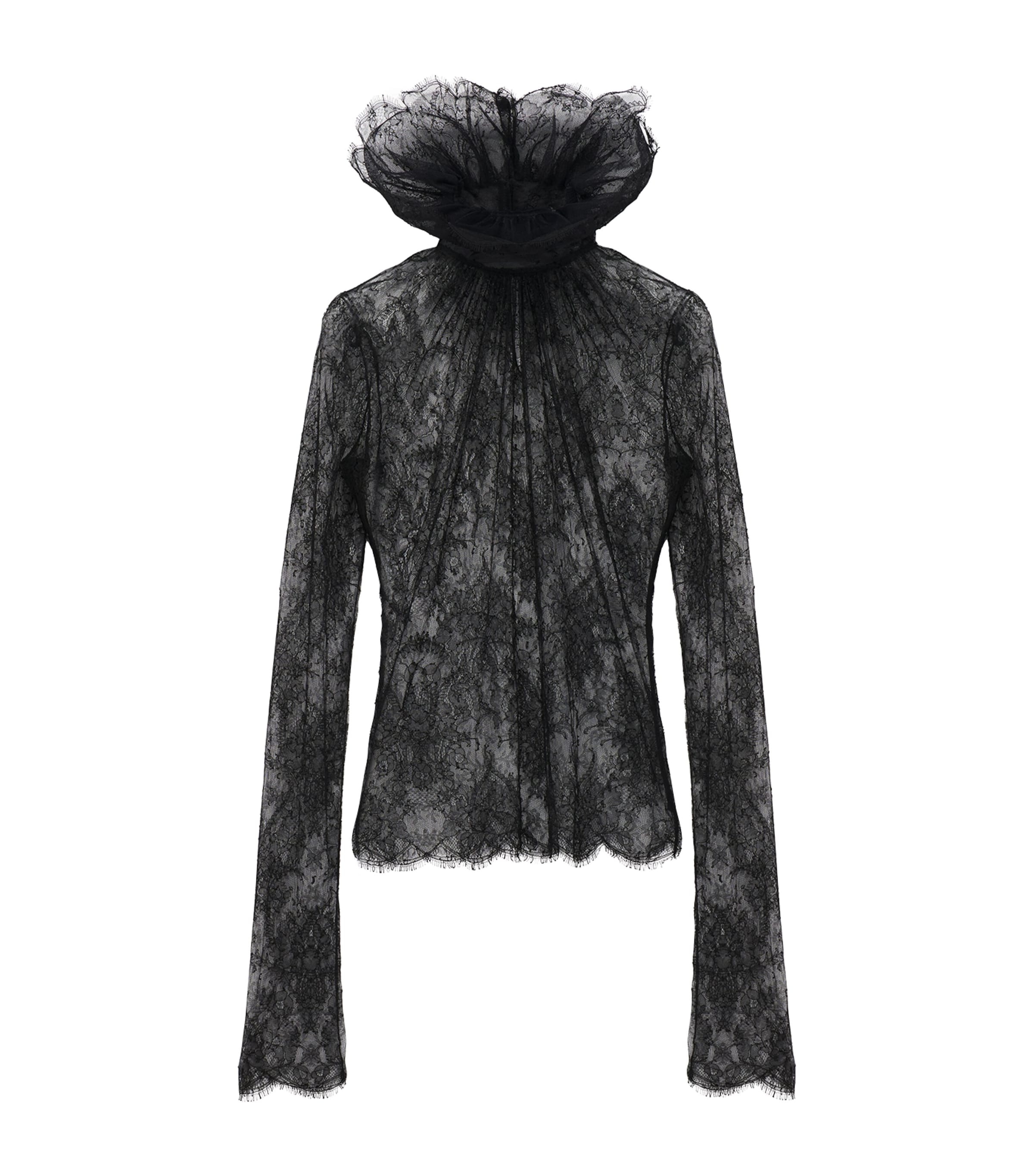 Black Lace Long-Sleeve Top