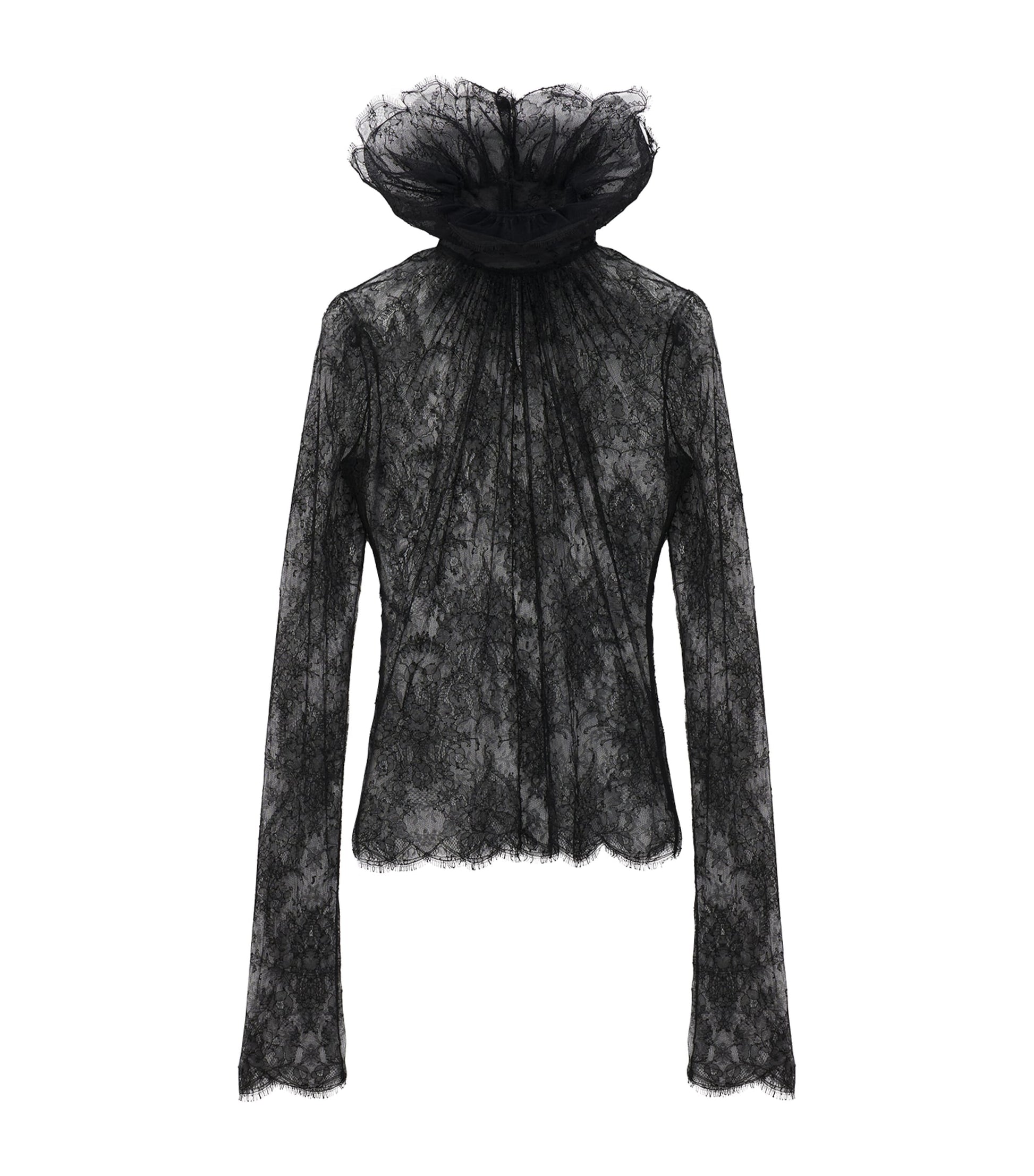 Black Lace Long-Sleeve Top