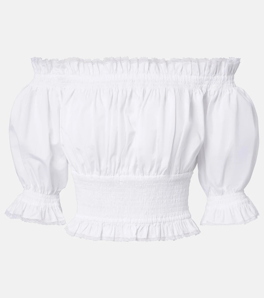 Dolce&Gabbana - Off-shoulder cotton-blend poplin crop top