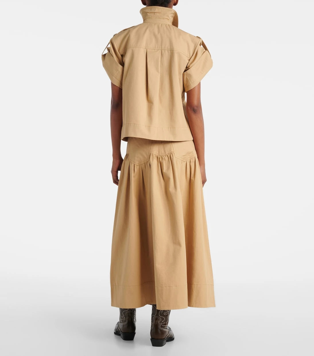 Ganni - Bow-detail cotton and linen top