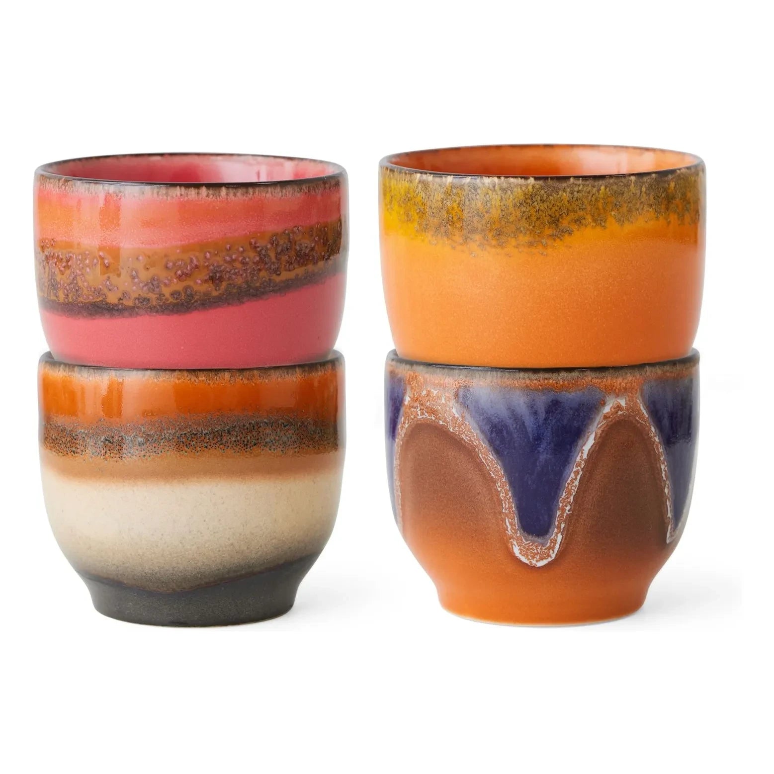 HKliving - Java coffee cups - 70s Ceramics - Set of 4