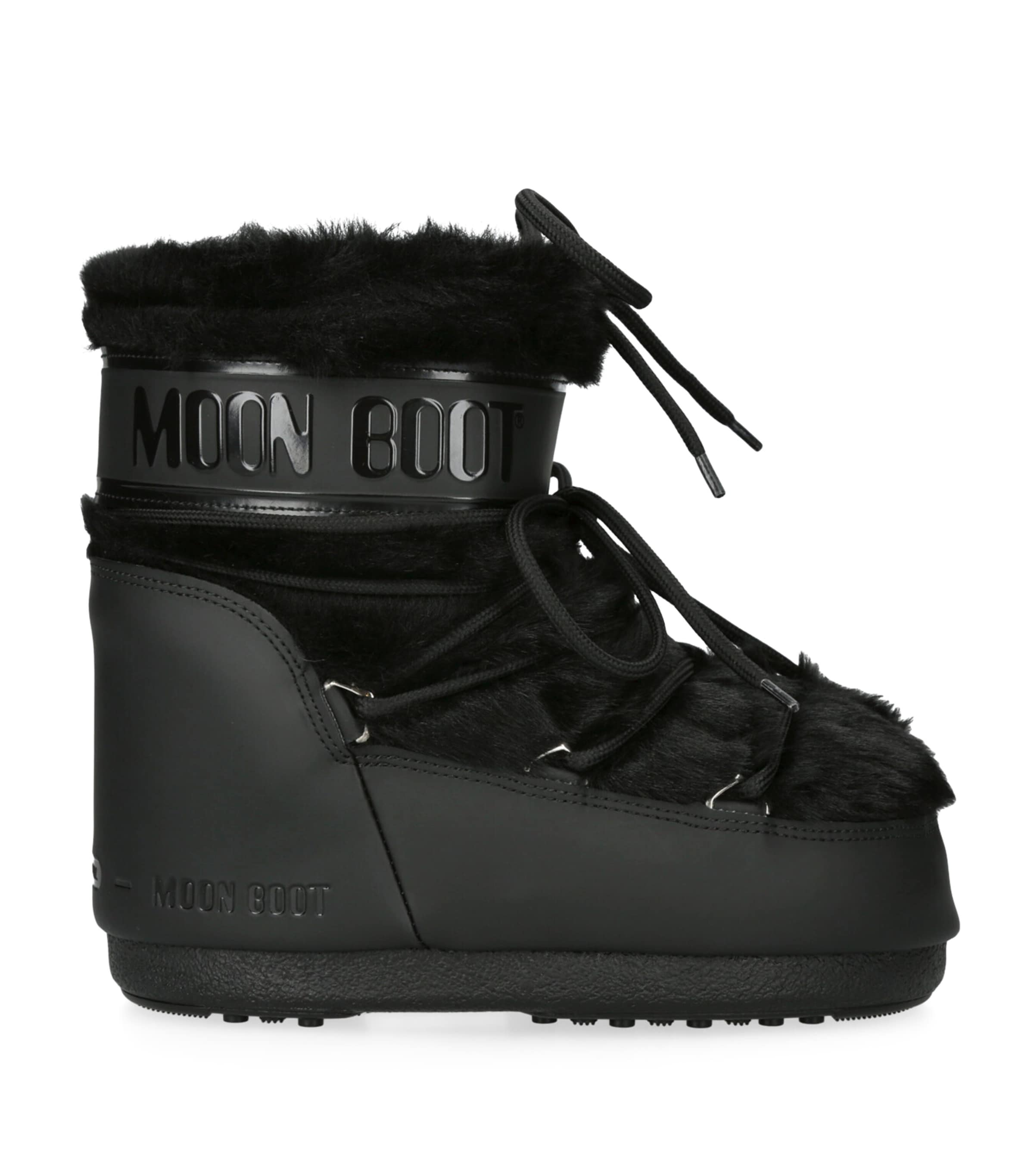 Black Faux Fur Icon Low Ankle Boots
