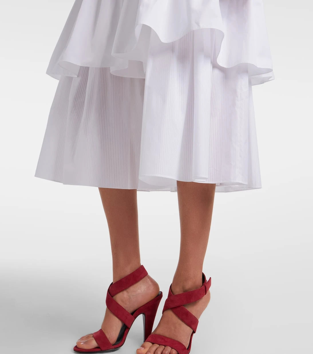 Alaïa - Ruffled tiered cotton midi skirt