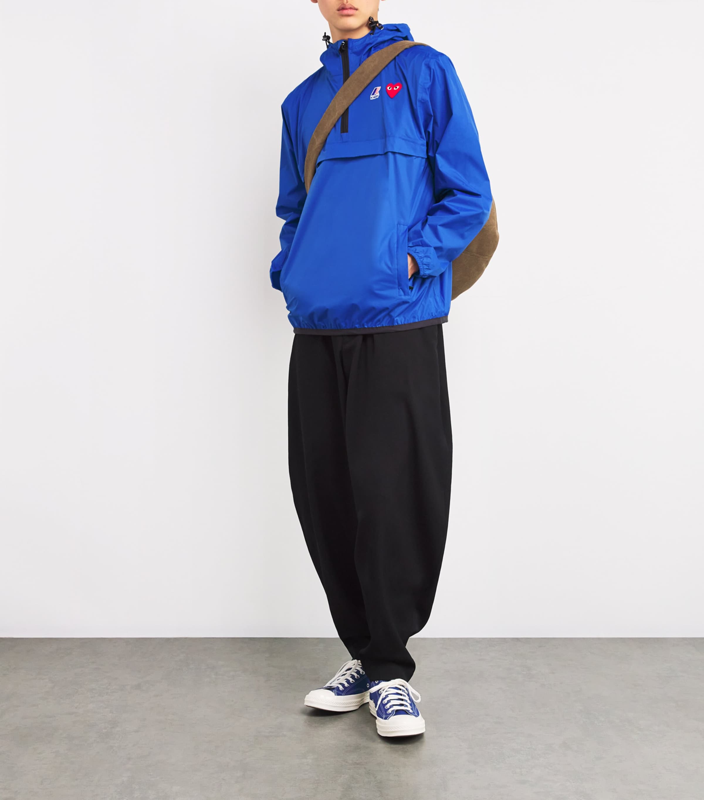 Comme Des Garçons Play Blue x K-Way Nylon Water-Resistant Half-Zip Jacket