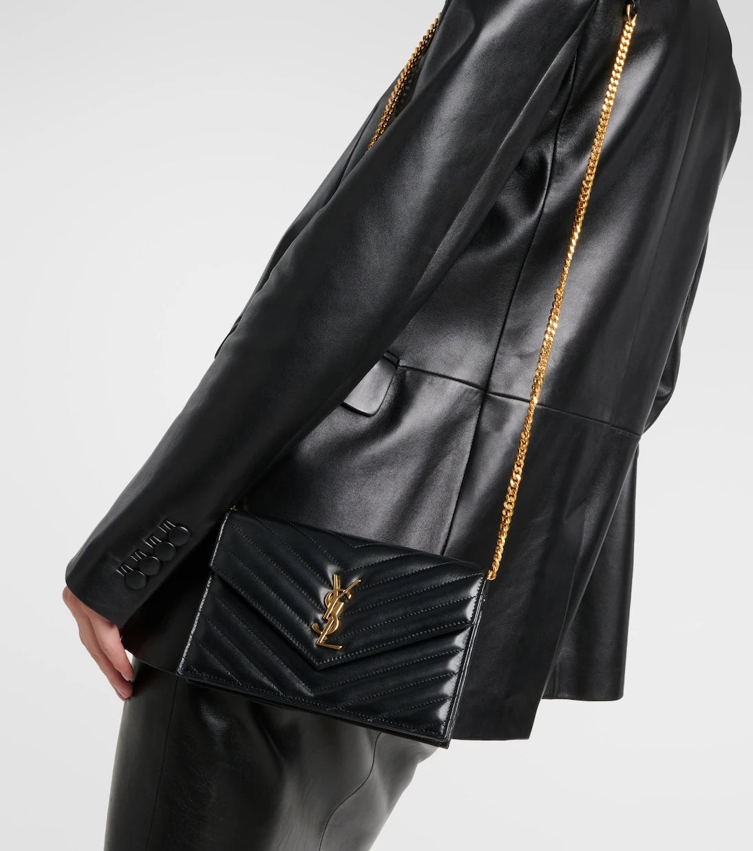 Saint Laurent - Cassandre Envelope leather wallet on chain