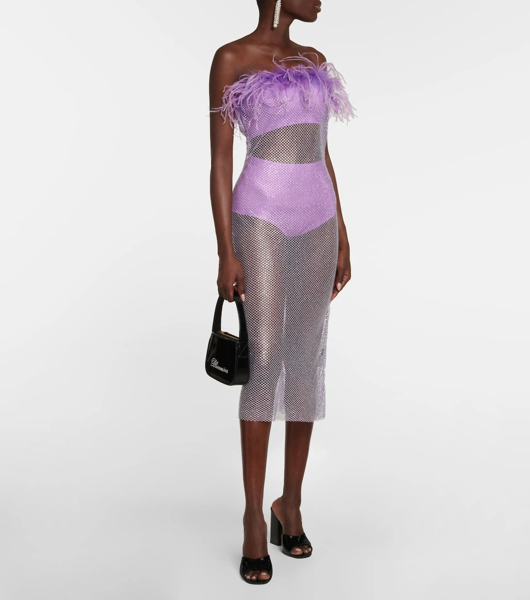 Giuseppe di Morabito - Feather-trimmed embellished midi dress