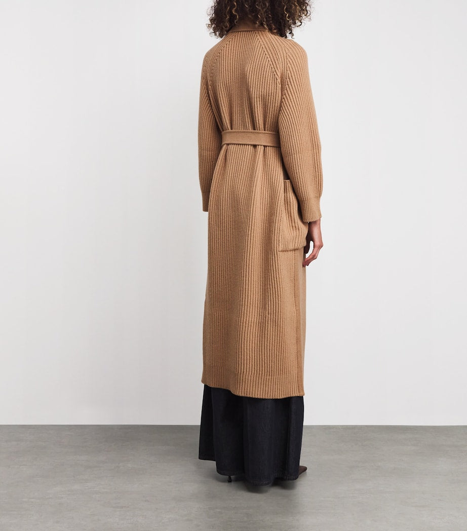 Max Mara Beige Camelwool Knitted-Sleeve Coat